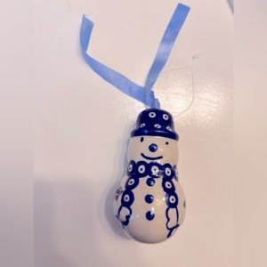 Polish pottery snowman ornament